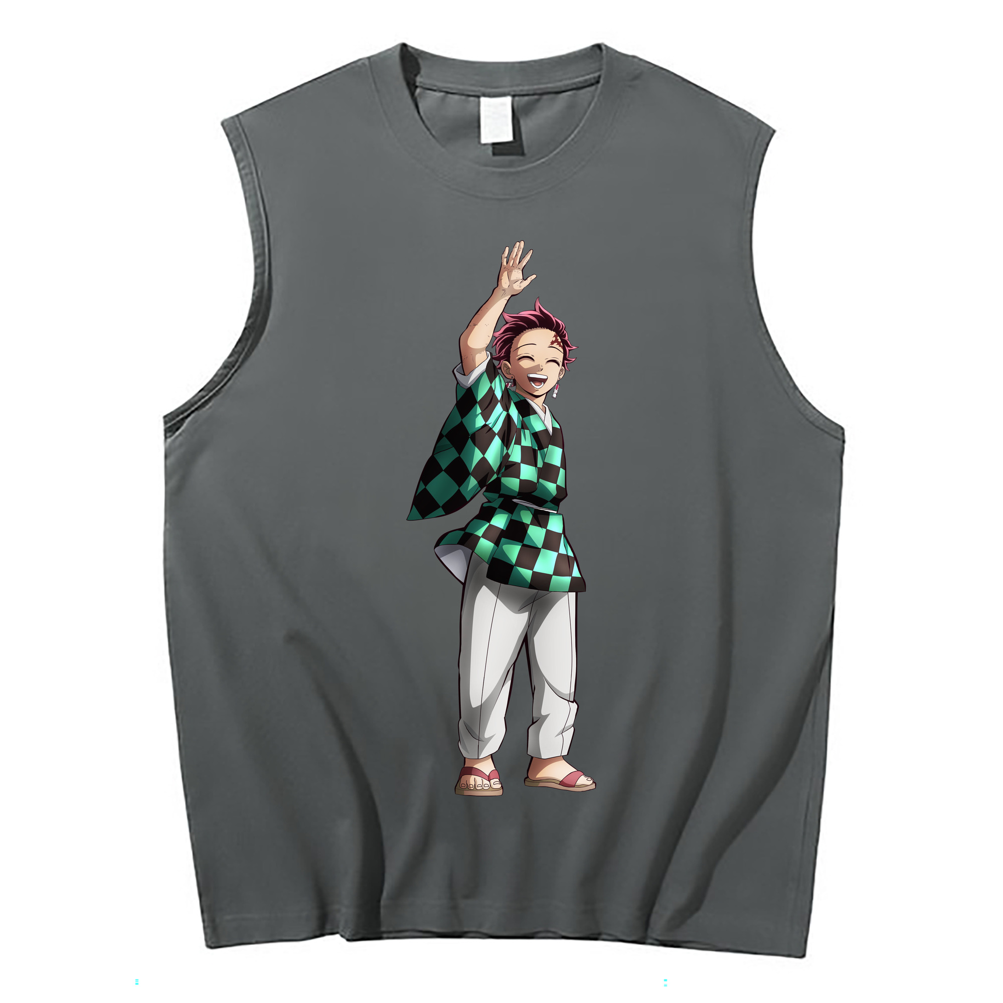 （画像用） 鬼滅の刃 竈門 炭治郎／かまど たんじろう Kamado Tanjirou コットン100％タンクトップ（フロントプリント）